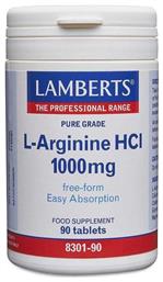L-Arginine HCl 1000mg 90 Ταμπλέτες Lamberts